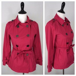 Ann Taylor Fuchsia Pink Purple Double Breasted Belted Coat Jacket Size XSP